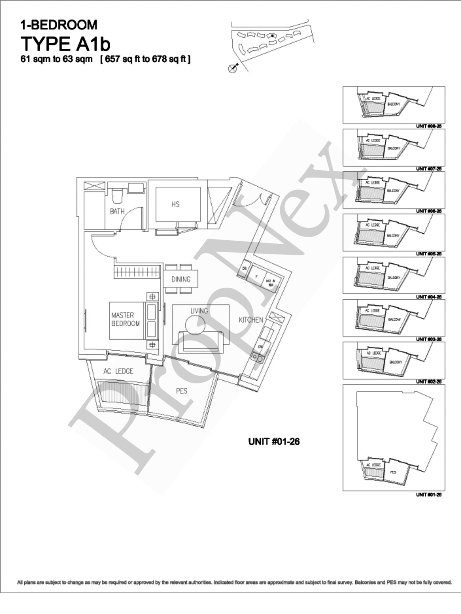 Corals at Keppel Bay – 1-BEDROOM A1b - 678sqft