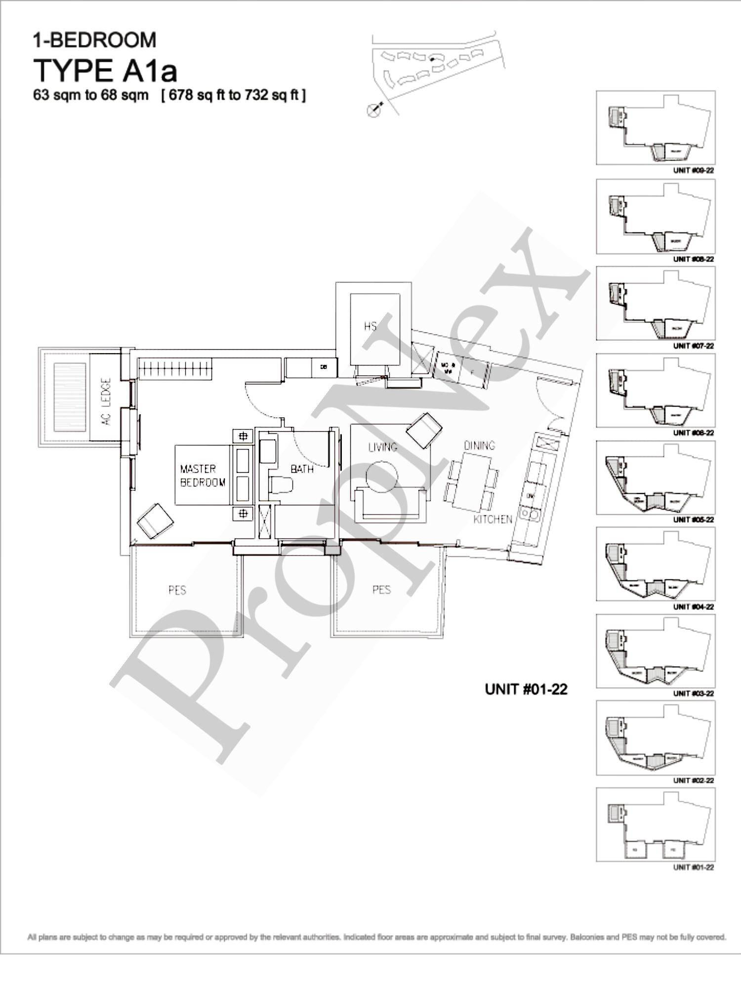 Corals at Keppel Bay – 1-BEDROOM A1a - 732sqft
