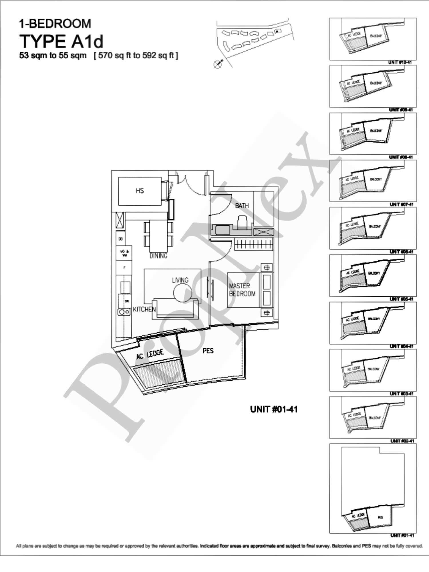 Corals at Keppel Bay – 1-BEDROOM A1d - 570sqft