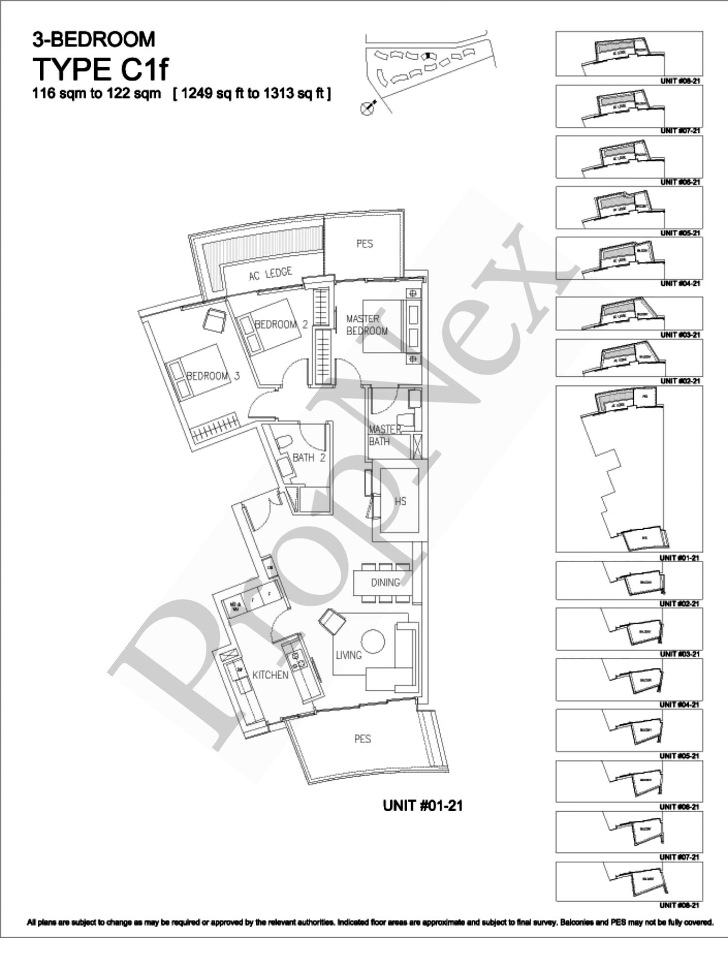 Corals at Keppel Bay – 3-BEDROOM C1f - 1249sqft