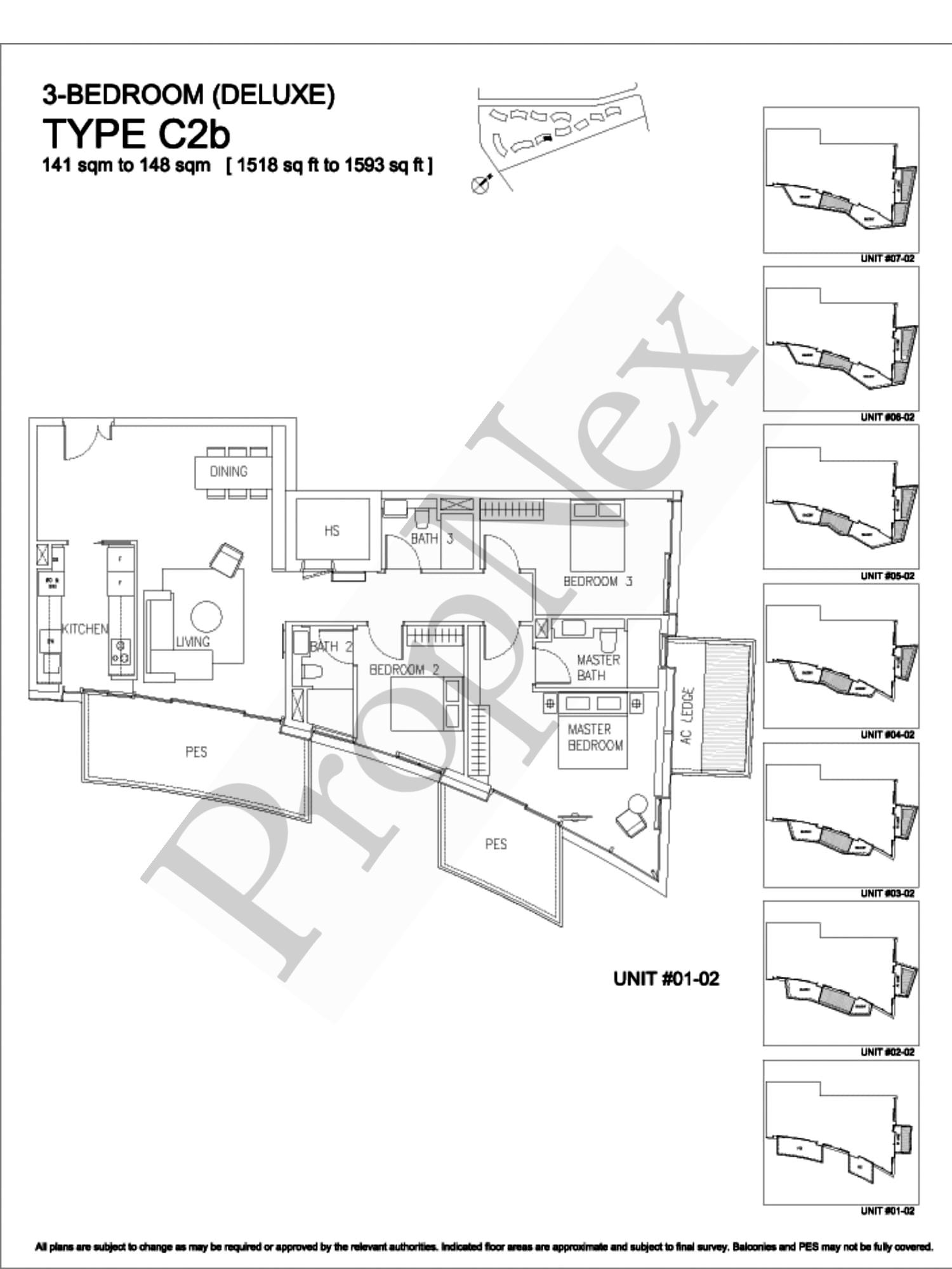 Corals at Keppel Bay – 3-BEDROOM C2b ( #02-02 ) - 1518sqft