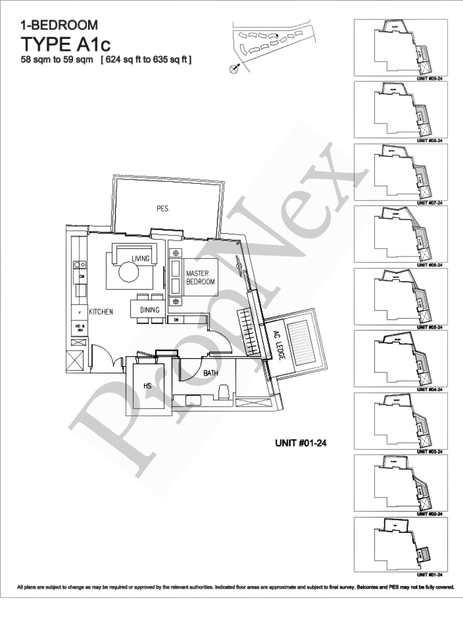 Corals at Keppel Bay – 1-BEDROOM A1c - 635sqft