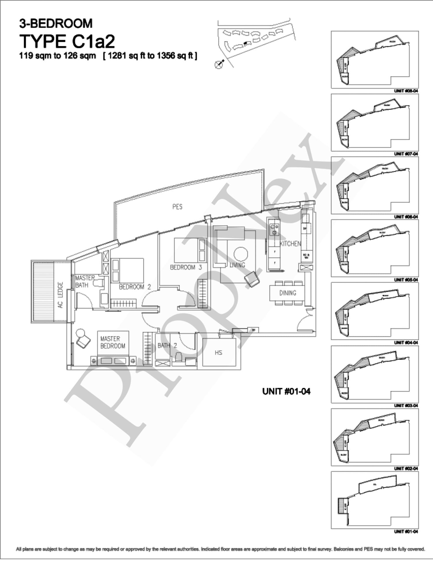Corals at Keppel Bay – 3-BEDROOM C1a2 - 1356sqft