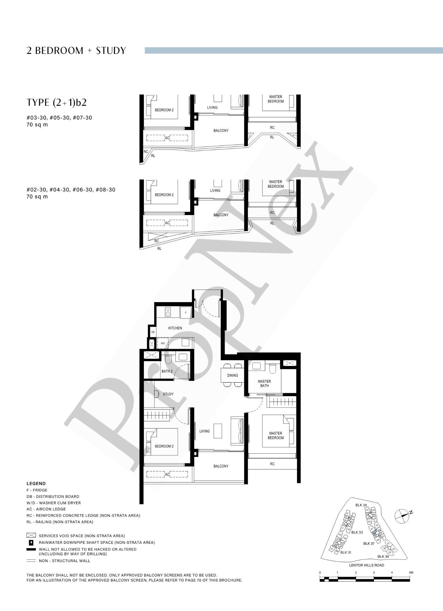2 Bedroom + Study (2+1)b2 floor plan
