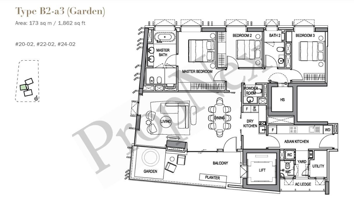 3-BEDROOM B2-a3 floor plan