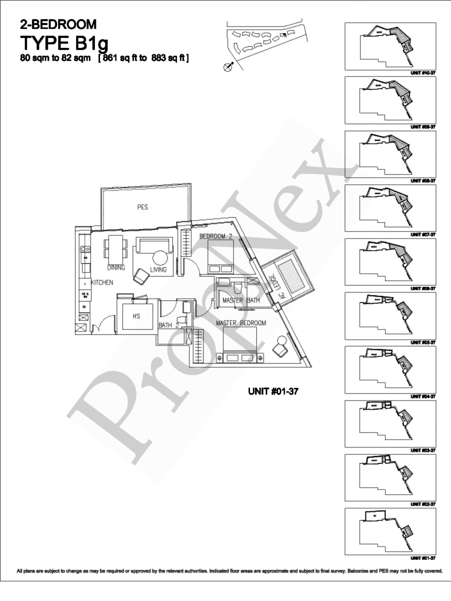 Corals at Keppel Bay – 2-BEDROOM B1g - 883sqft