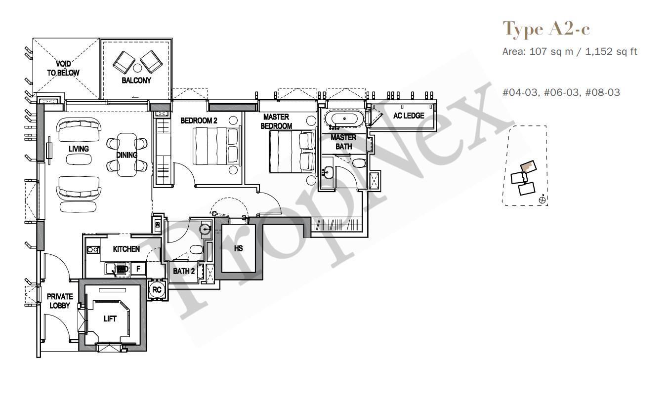 2-BEDROOM A2-c floor plan