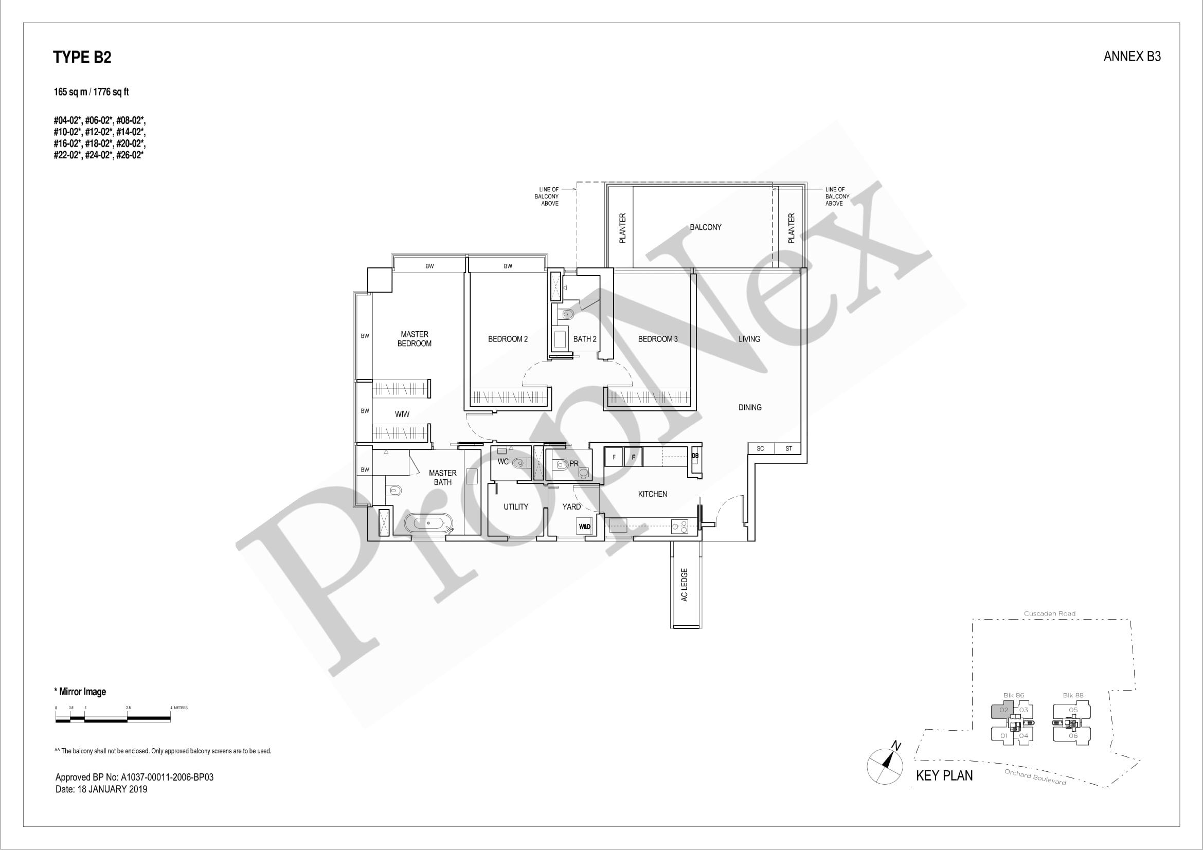 3-BEDROOM B2* floor plan