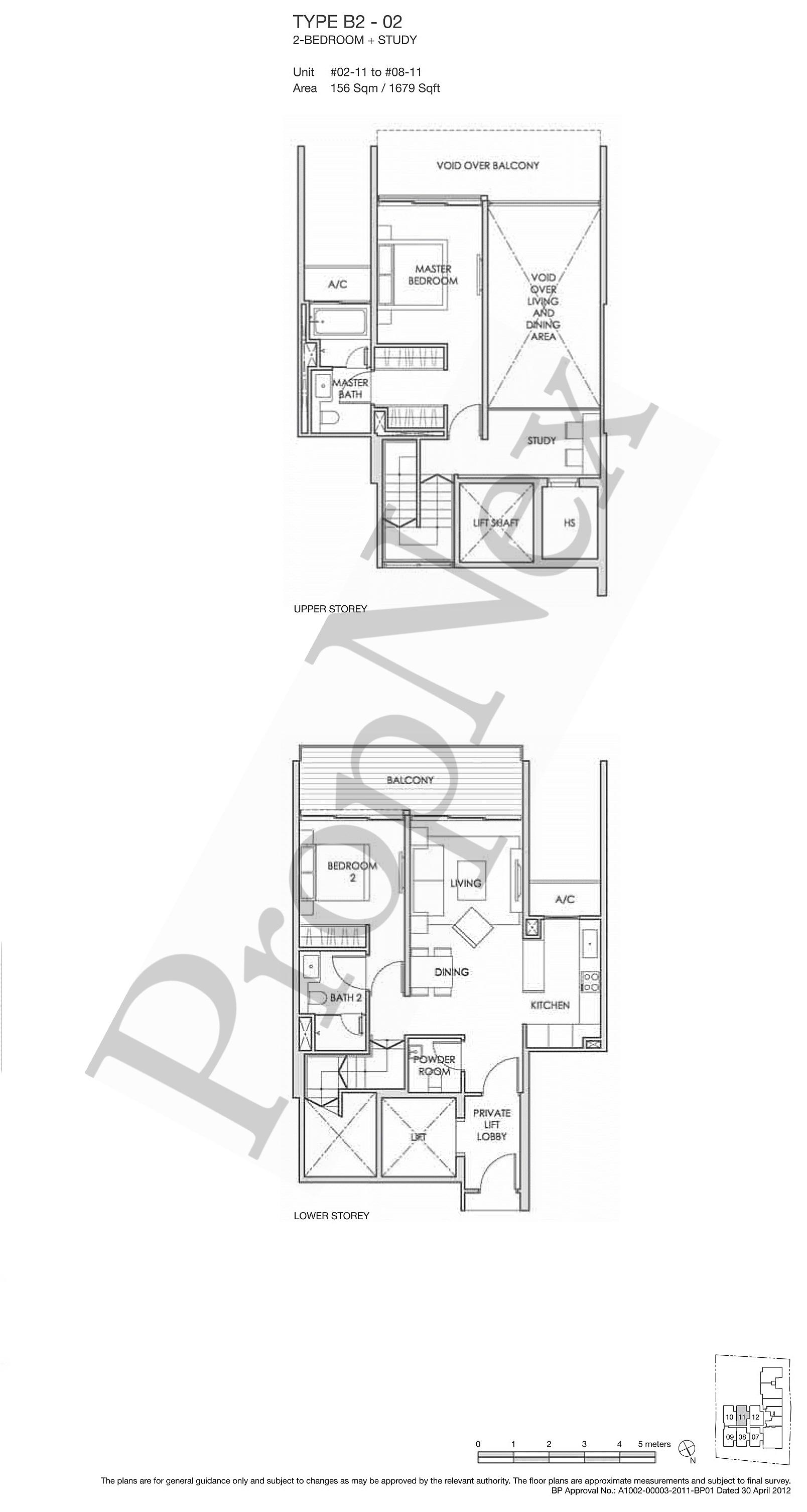 2 Bedrooms (Loft) + Study B2-02 floor plan