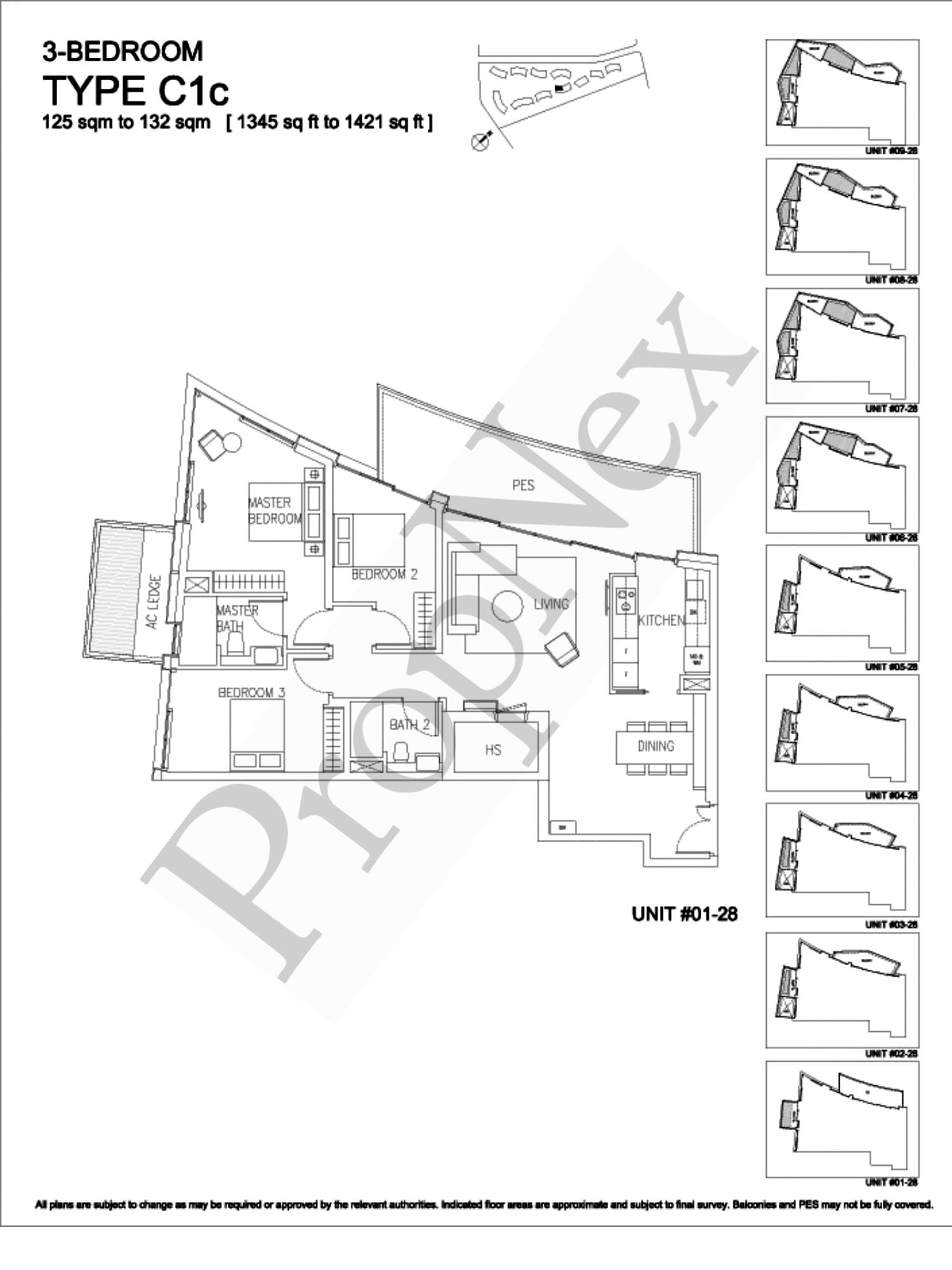 Corals at Keppel Bay – 3-BEDROOM C1c ( #01-28 )- 1421sqft