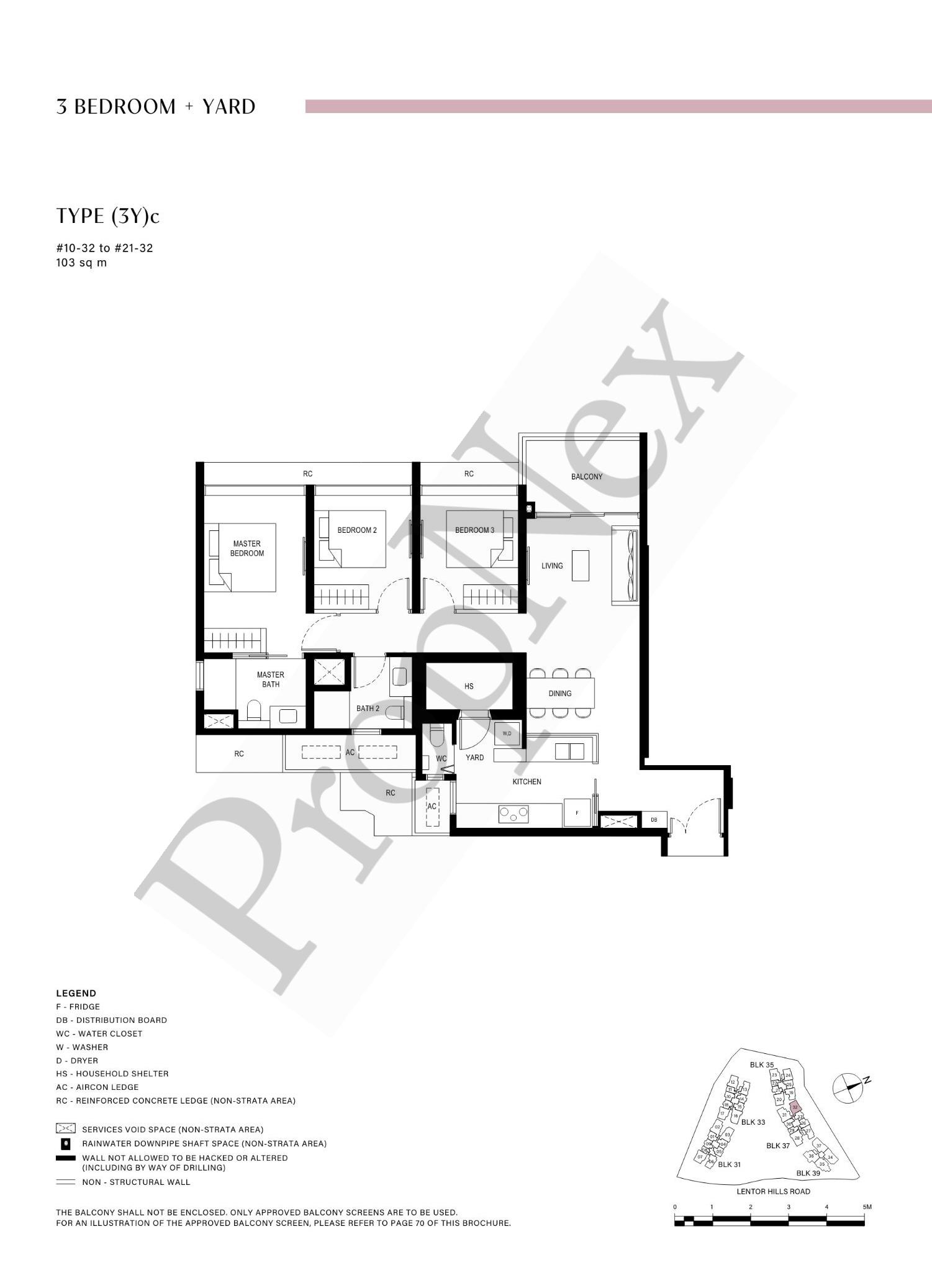 3 Bedroom + Yard (3Y)c floor plan