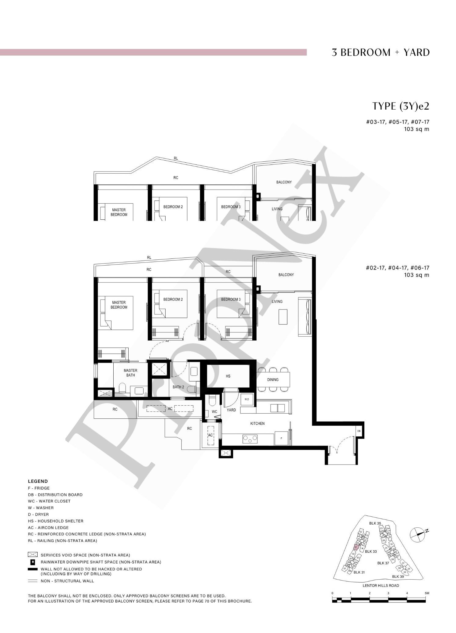 3 Bedroom + Yard (3Y)e2 floor plan