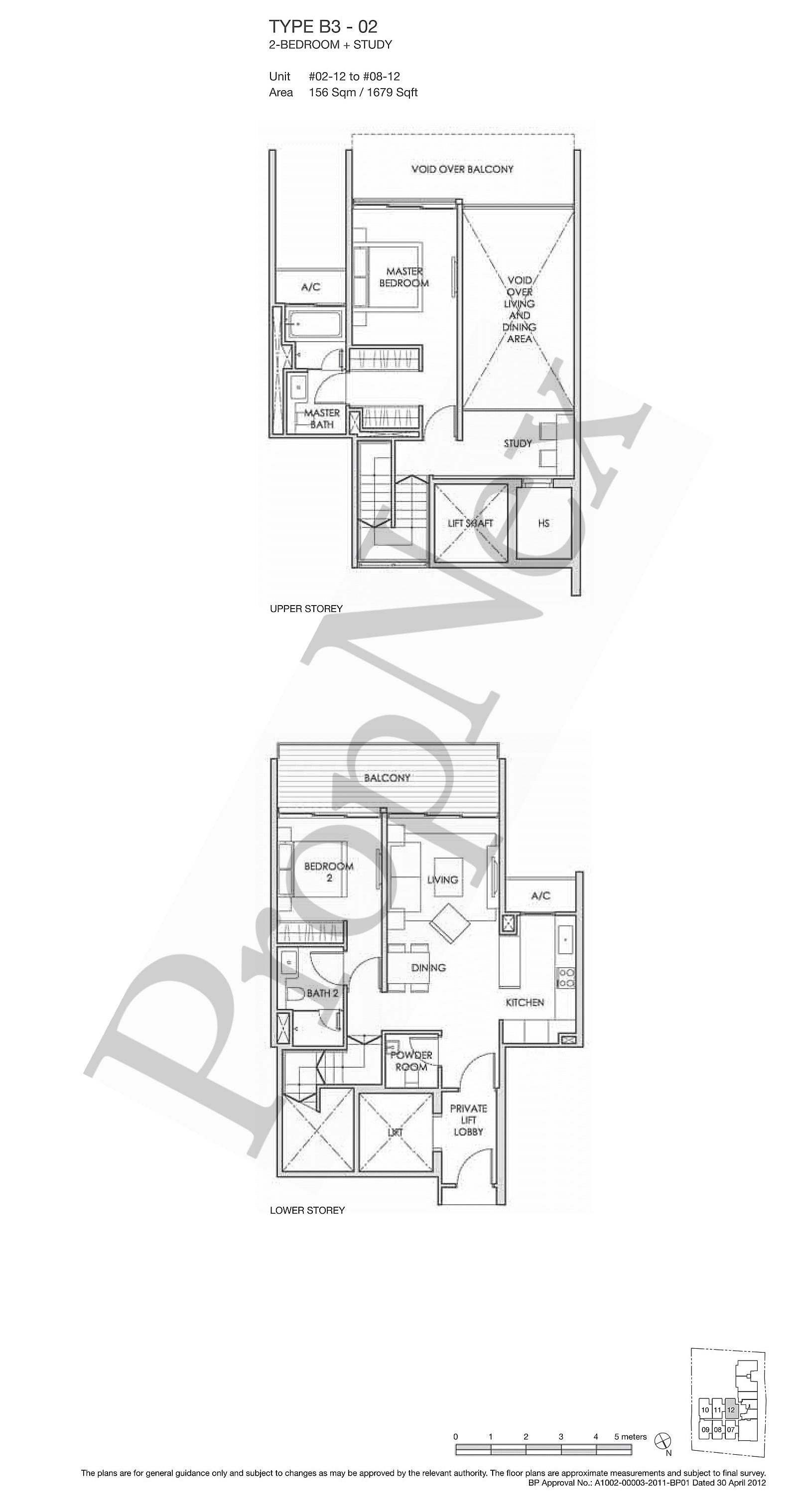 2 Bedrooms (Loft) + Study B3-02 floor plan