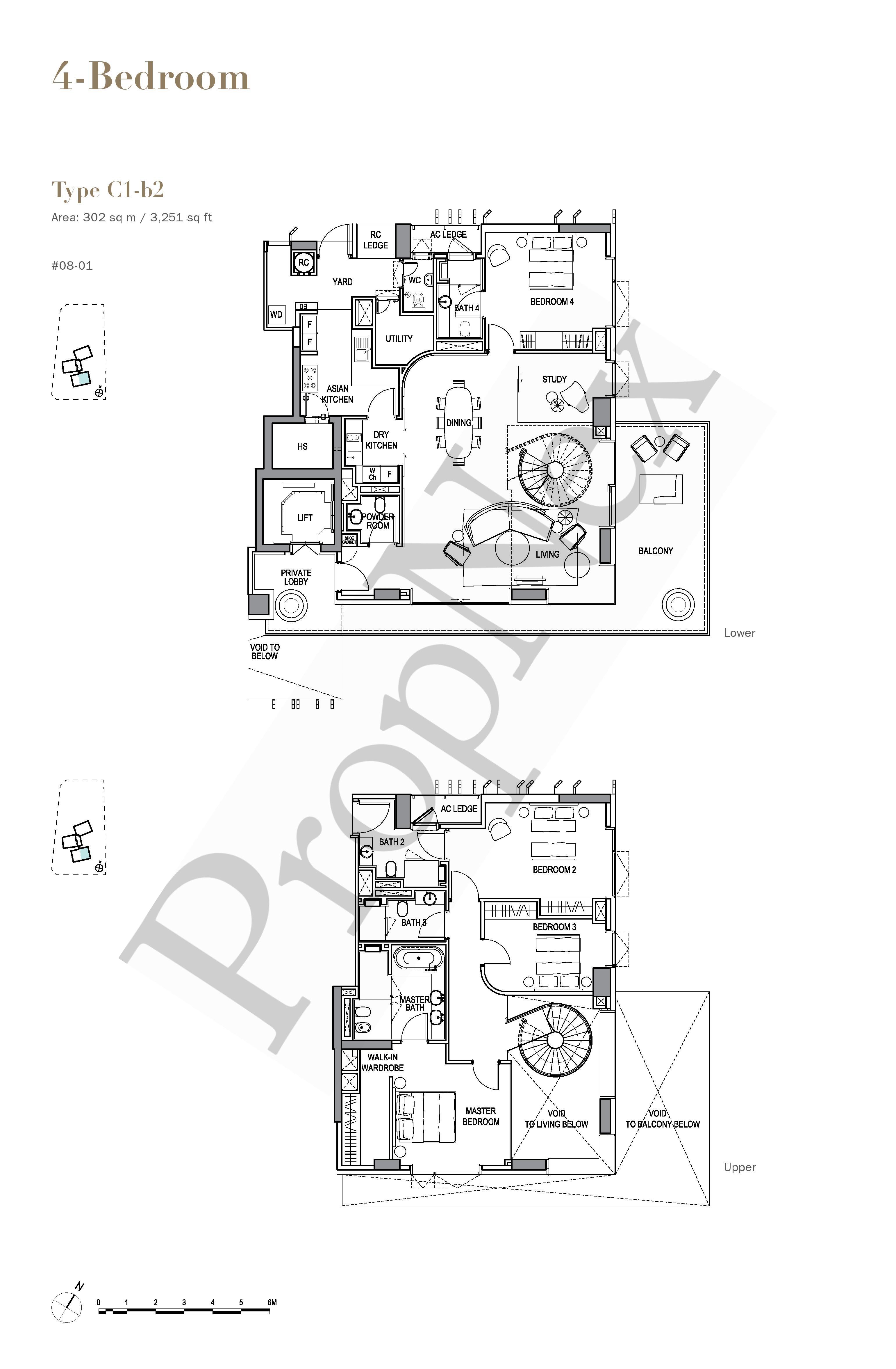 4-BEDROOM + With Study C1-b2 floor plan