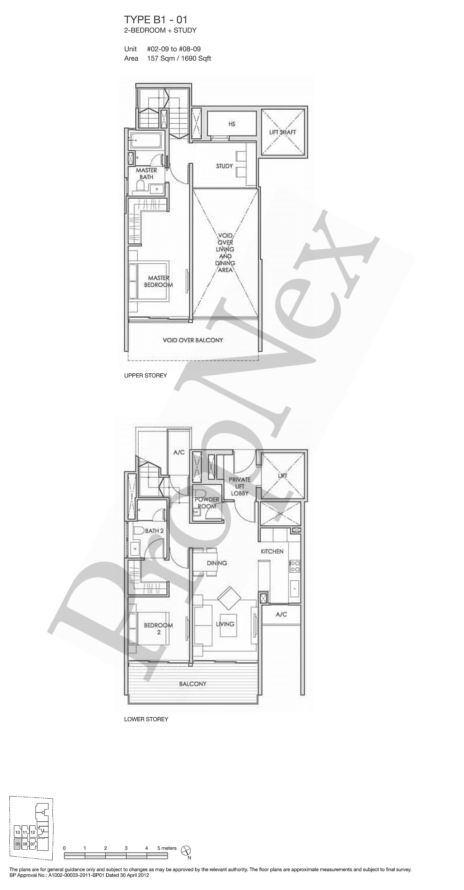 2 Bedrooms (Loft) + Study B1-01 floor plan