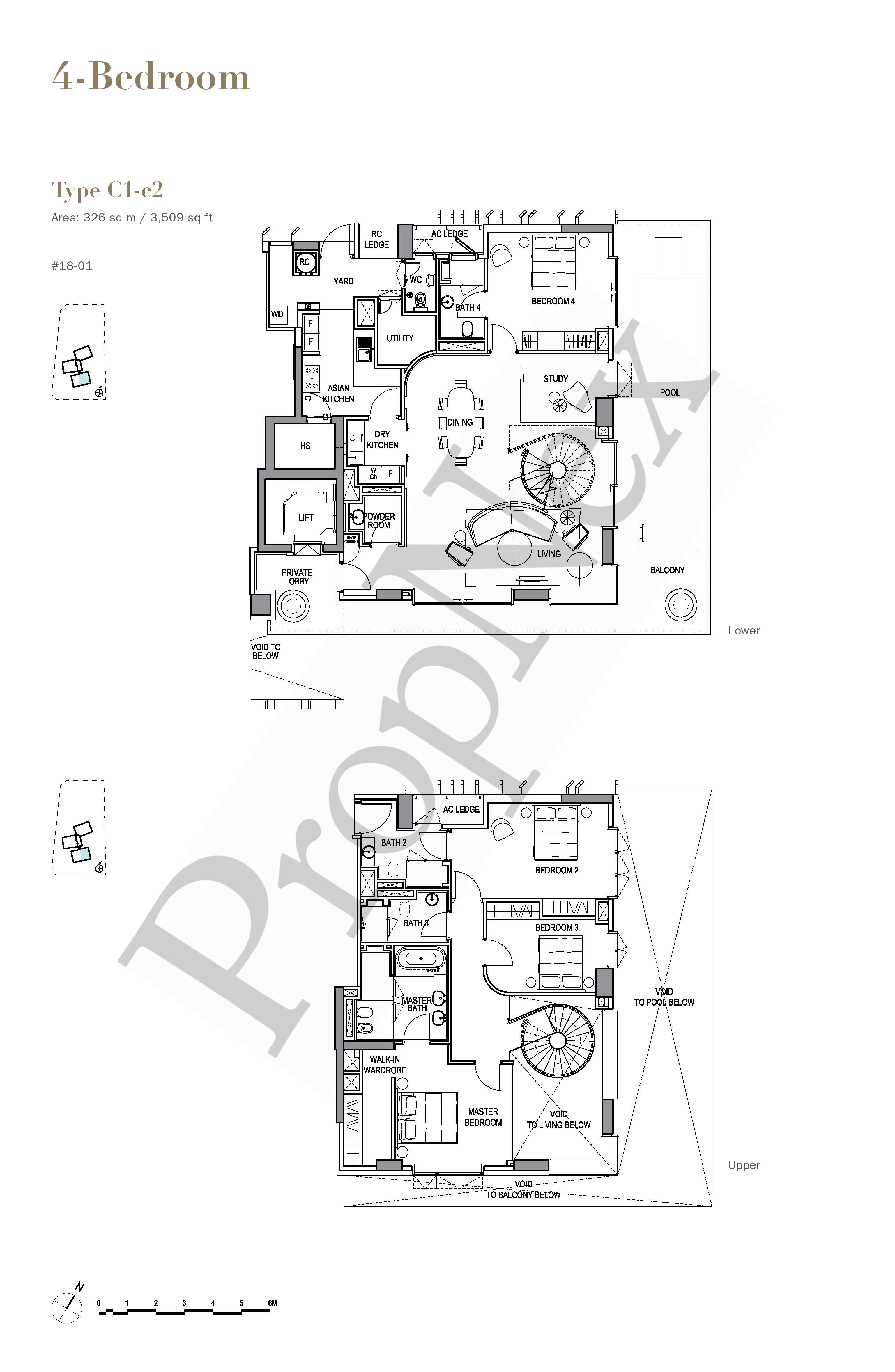 4-BEDROOM + With Study C1-c2 floor plan