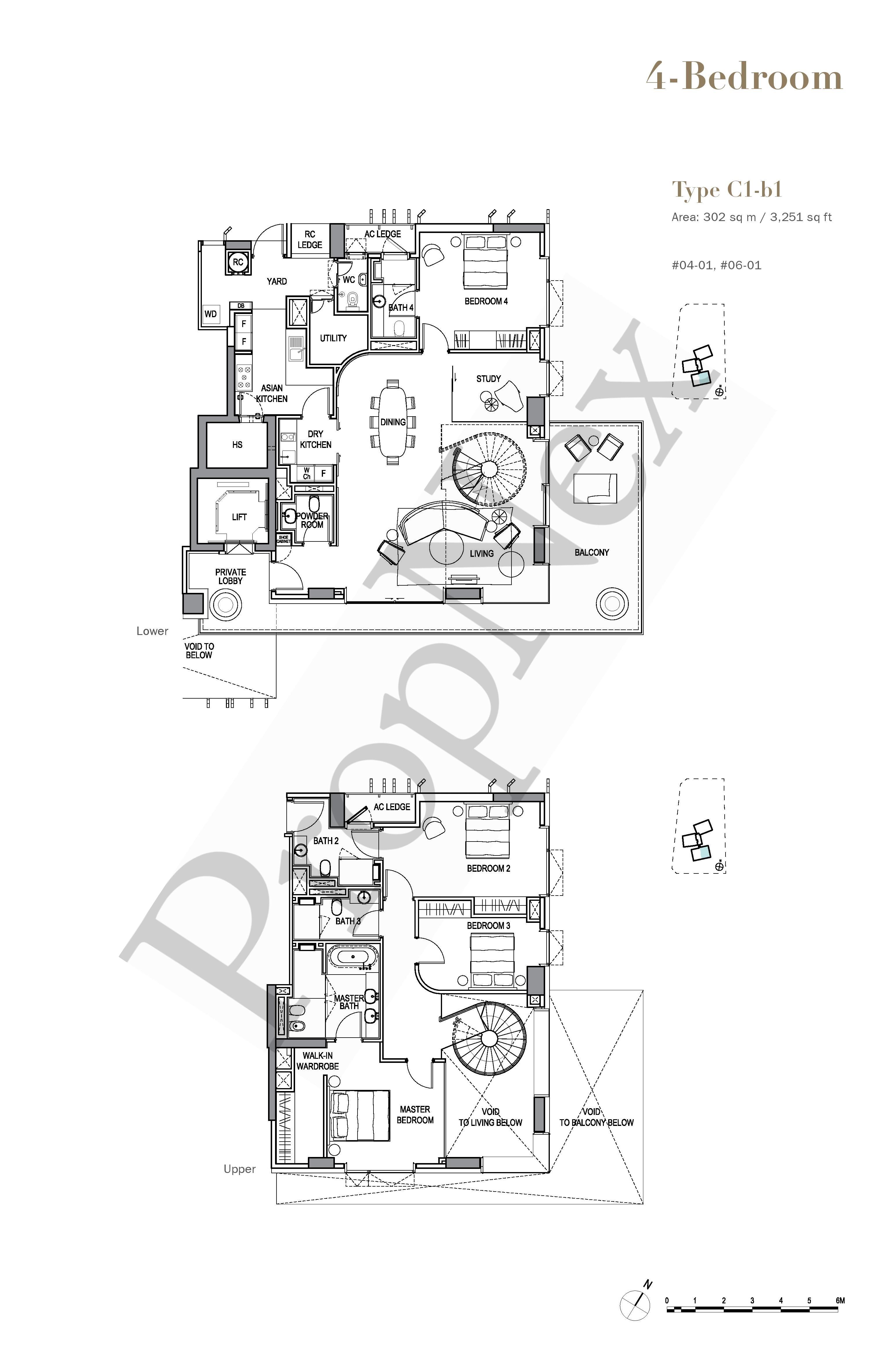 4-BEDROOM + With Study C1-b1 floor plan