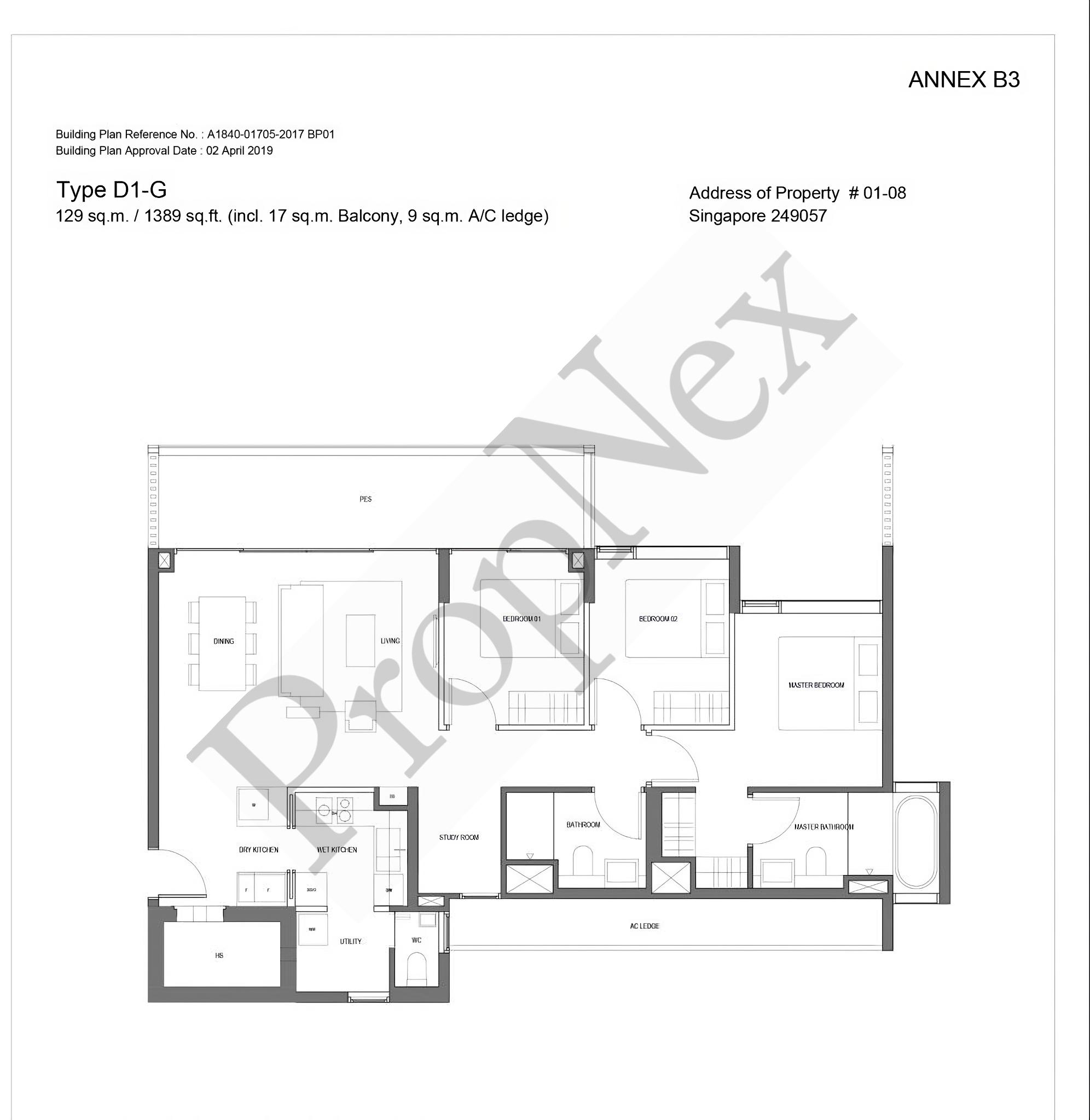 Jervois Privé – 3BR+STUDY D1-G