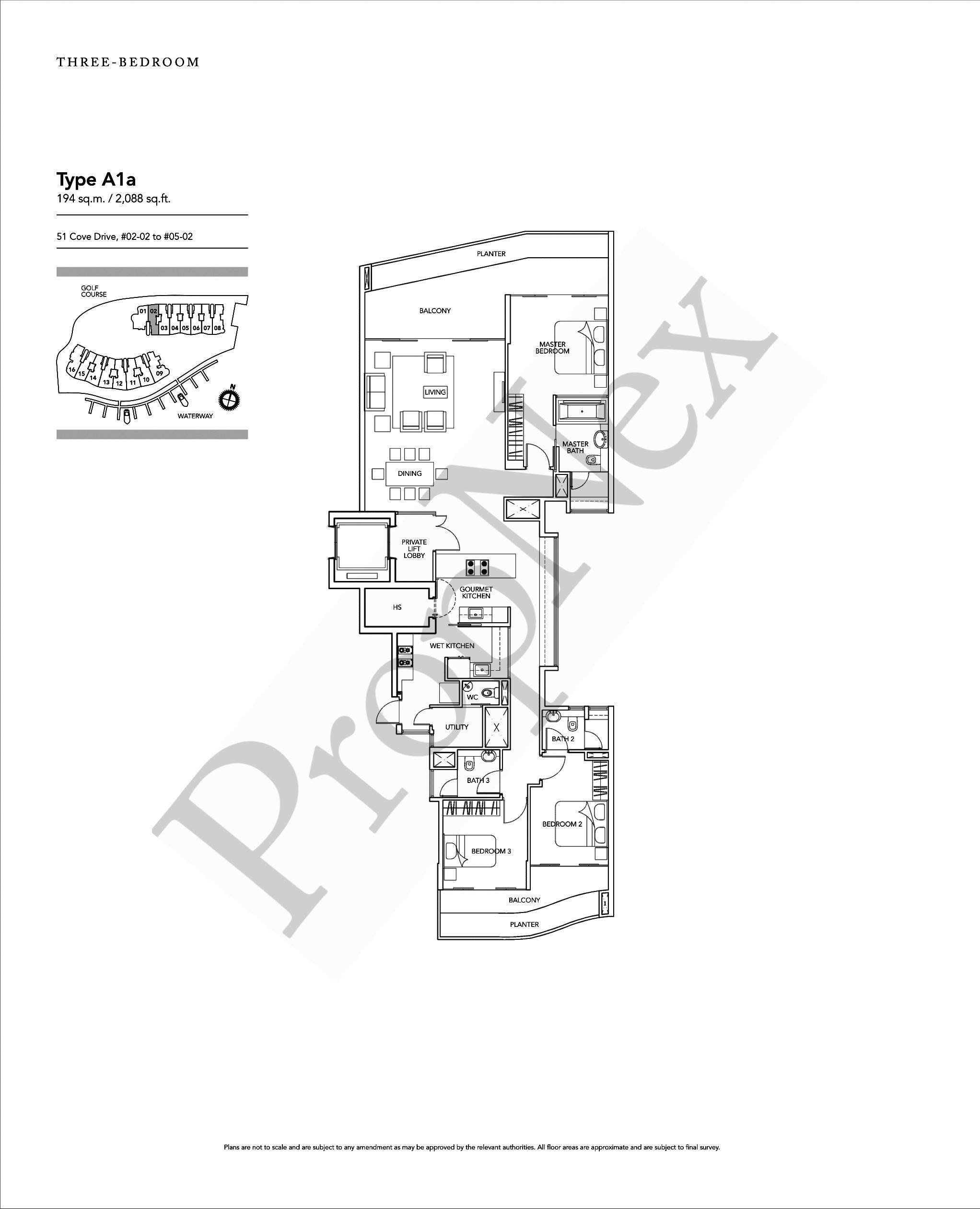 Turquoise – 3 Bedroom A1a