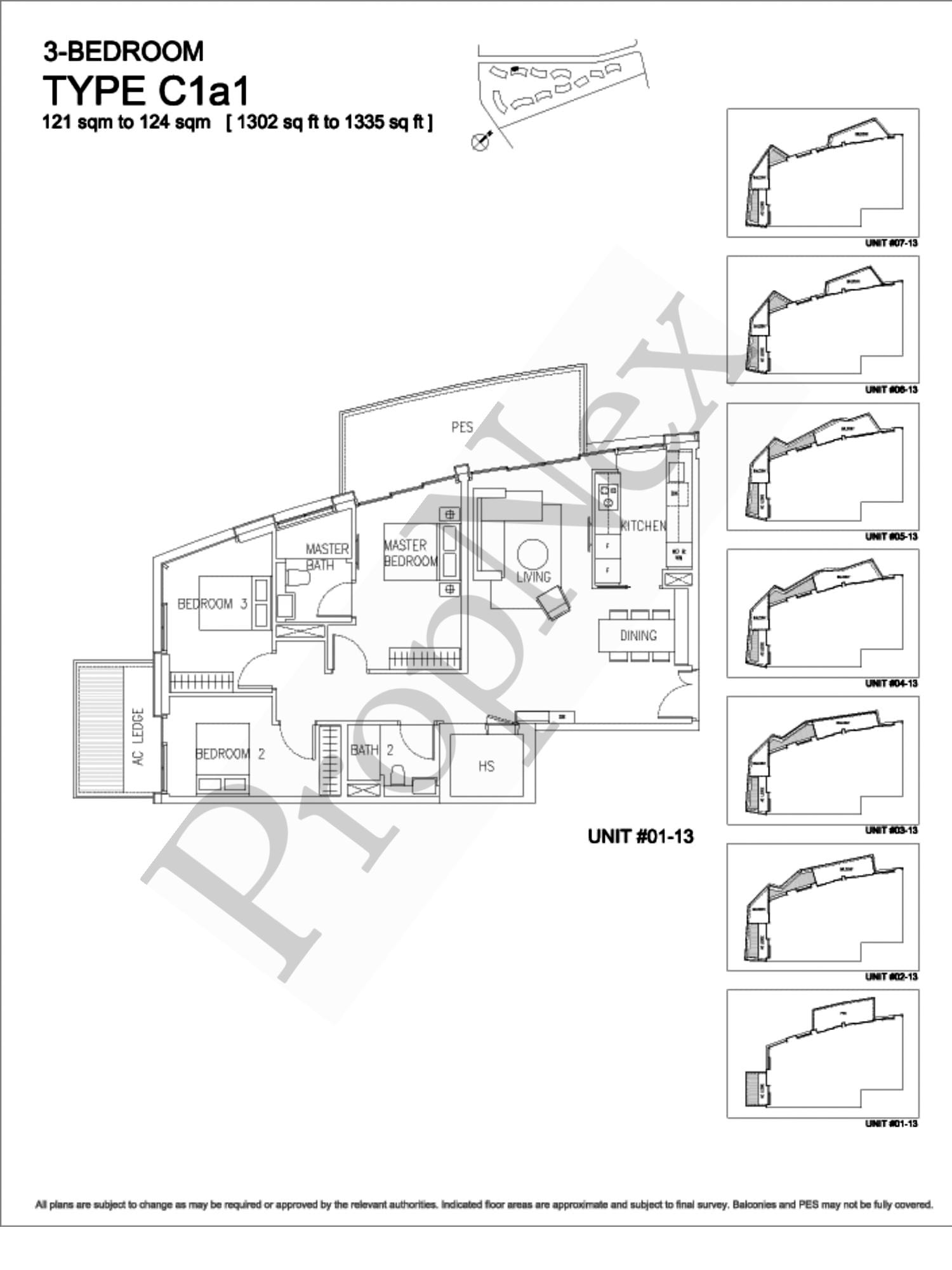 Corals at Keppel Bay – 3-BEDROOM C1a1 - 1302sqft