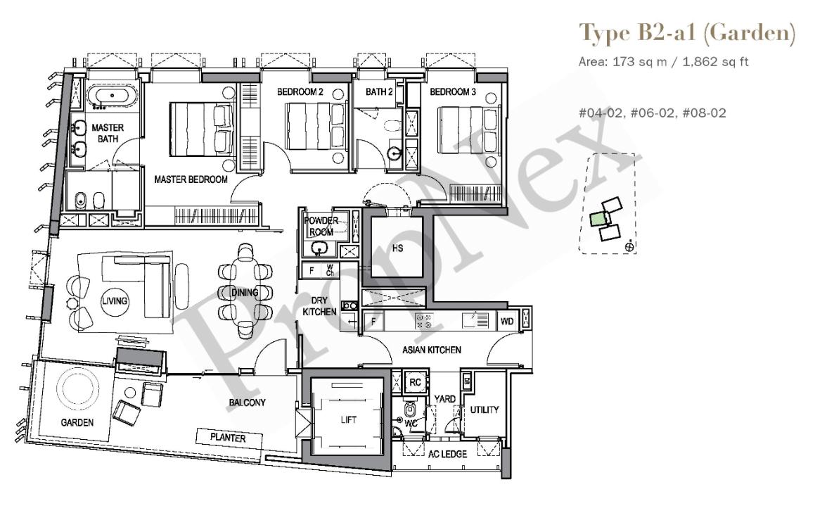 3-BEDROOM B2-a1 floor plan