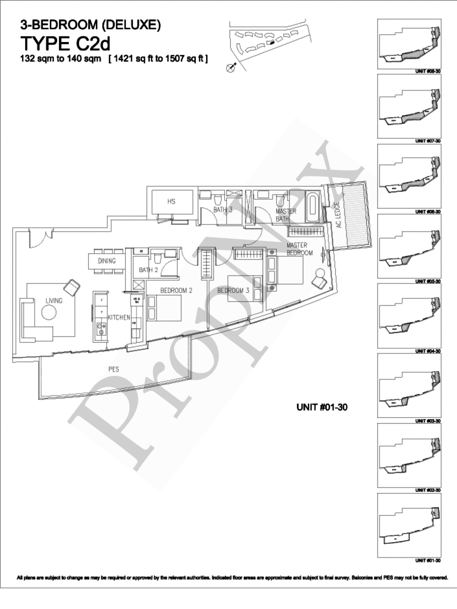 Corals at Keppel Bay – 3-BEDROOM C2d ( #02- 30 ) - 1421sqft