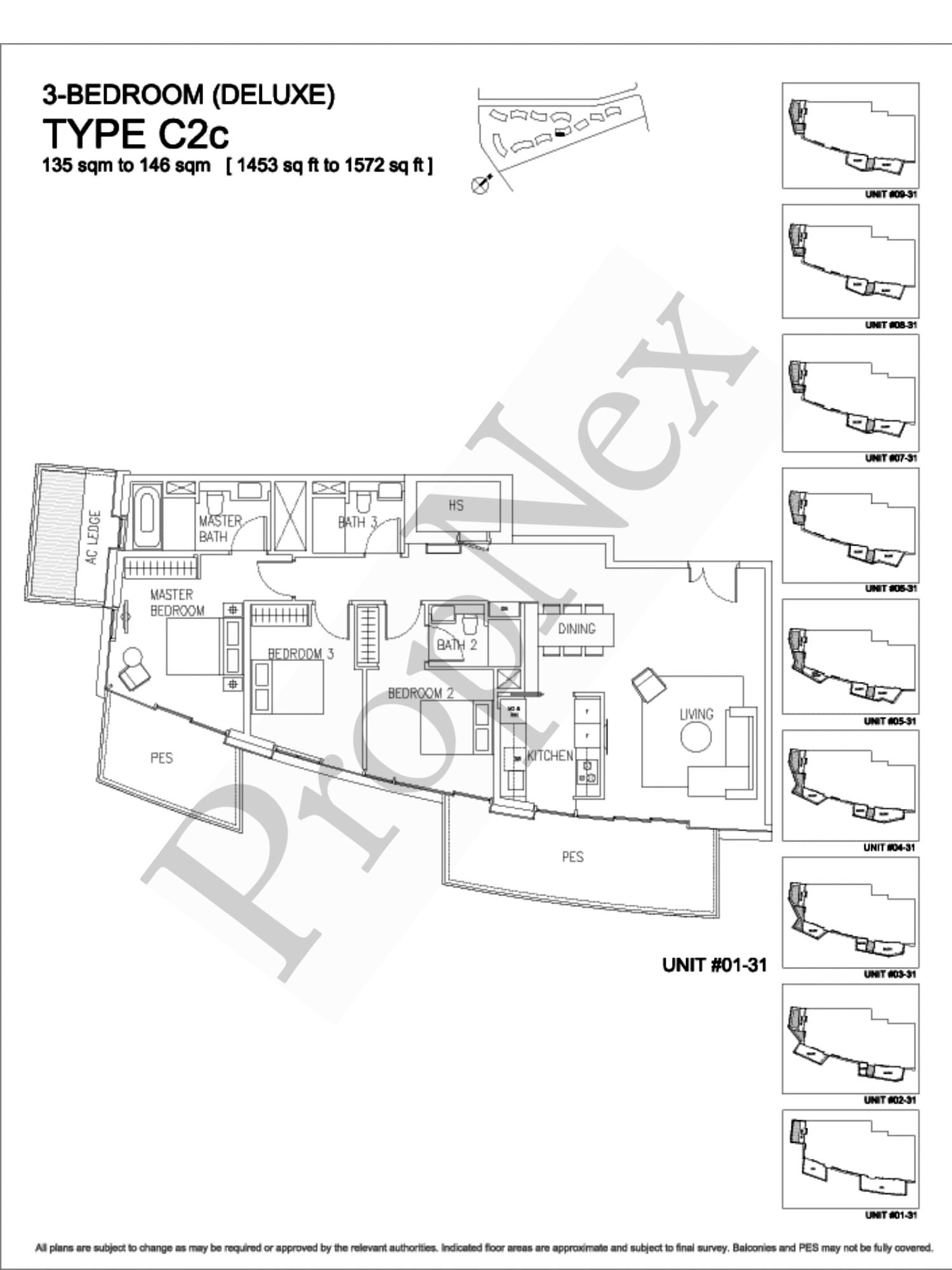 Corals at Keppel Bay – 3-BEDROOM C2c ( #01-31 ) - 1572sqft