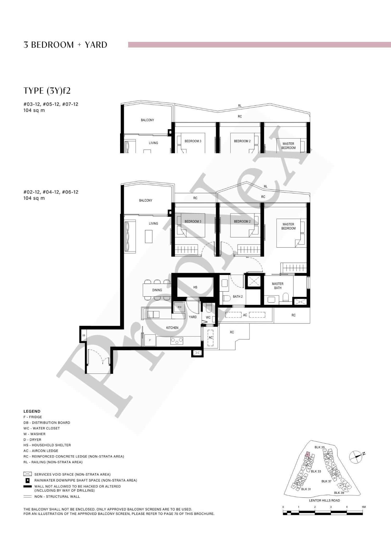3 Bedroom + Yard (3Y)f2 floor plan