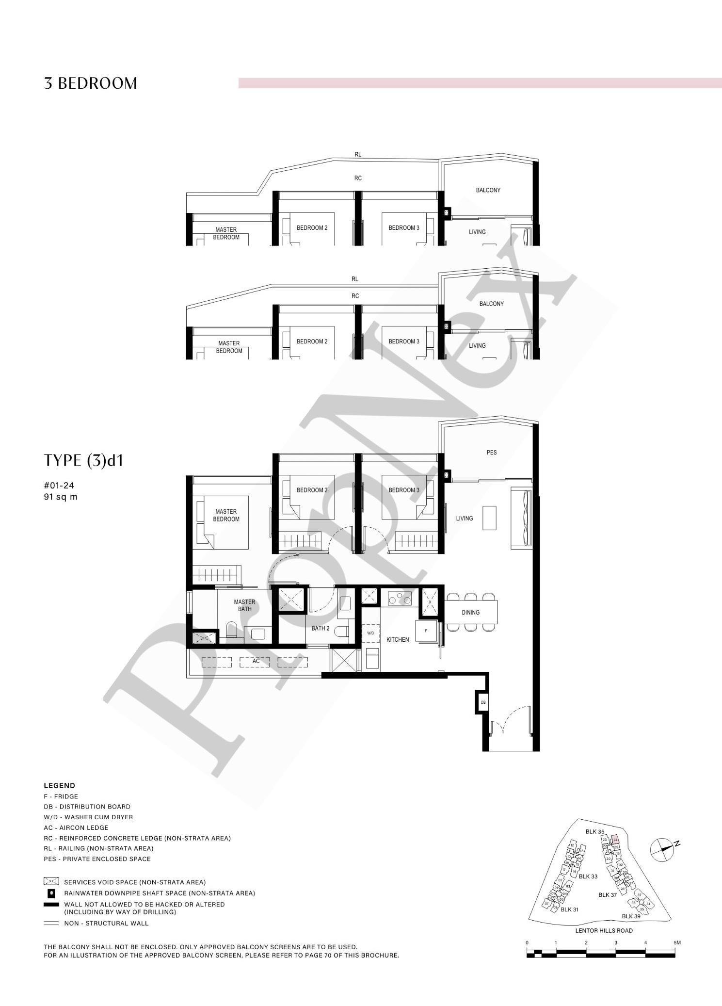 3 Bedroom (3)d1 floor plan