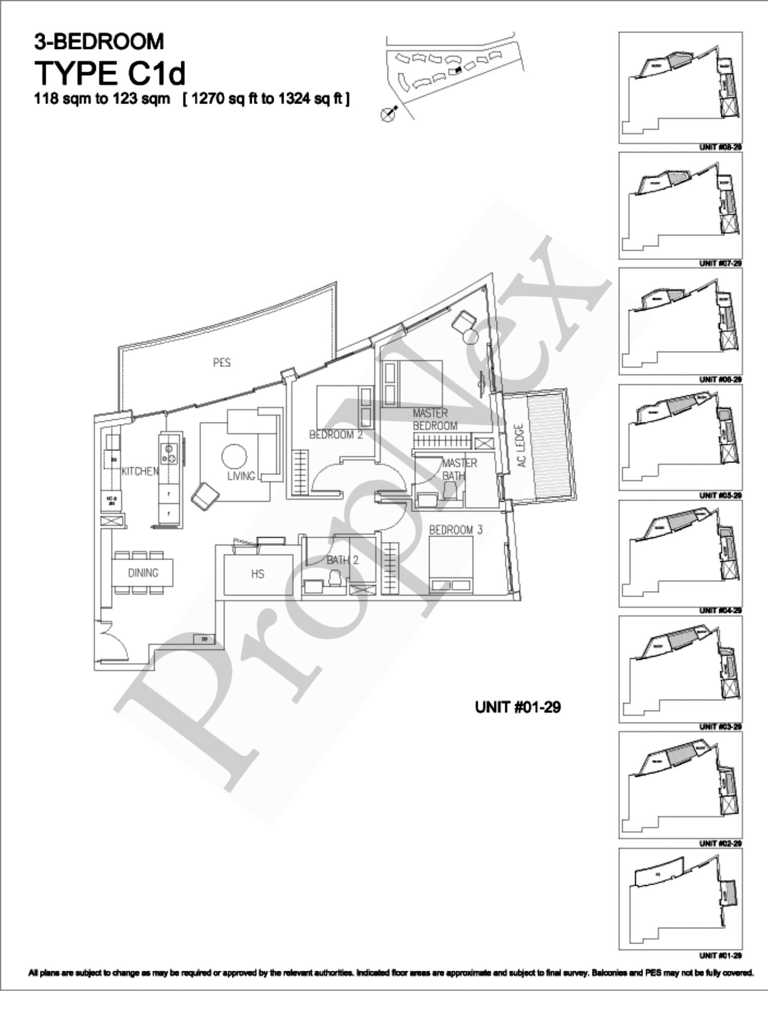 Corals at Keppel Bay – 3-BEDROOM C1d ( #02-17 )- 1270sqft