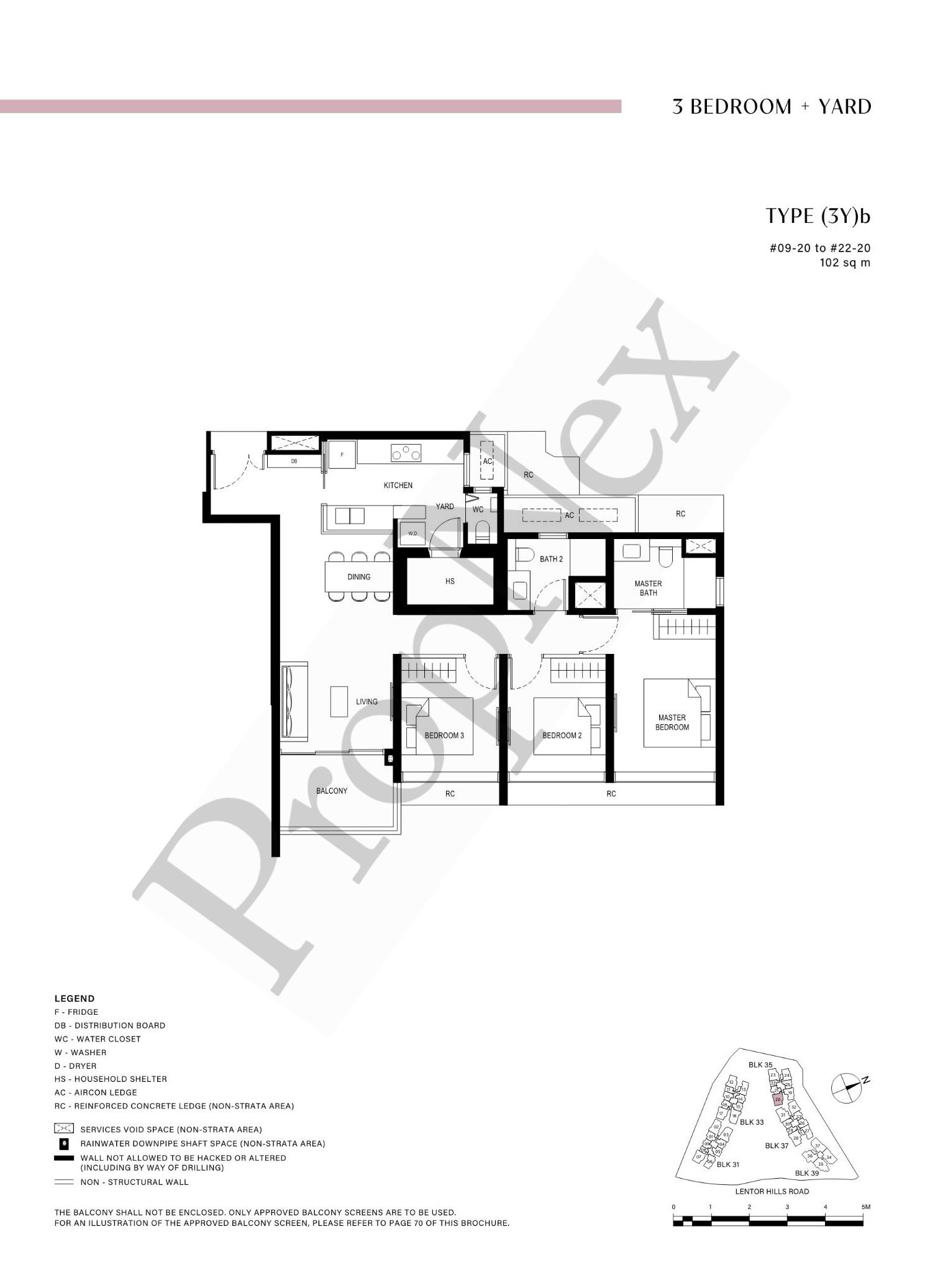 3 Bedroom + Yard (3Y)b floor plan