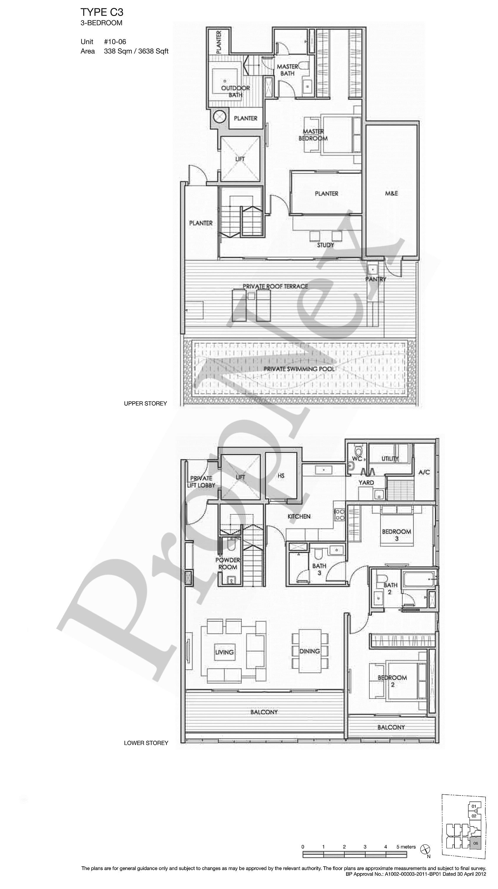 3 Bedrooms (Attic) + Study C3 floor plan