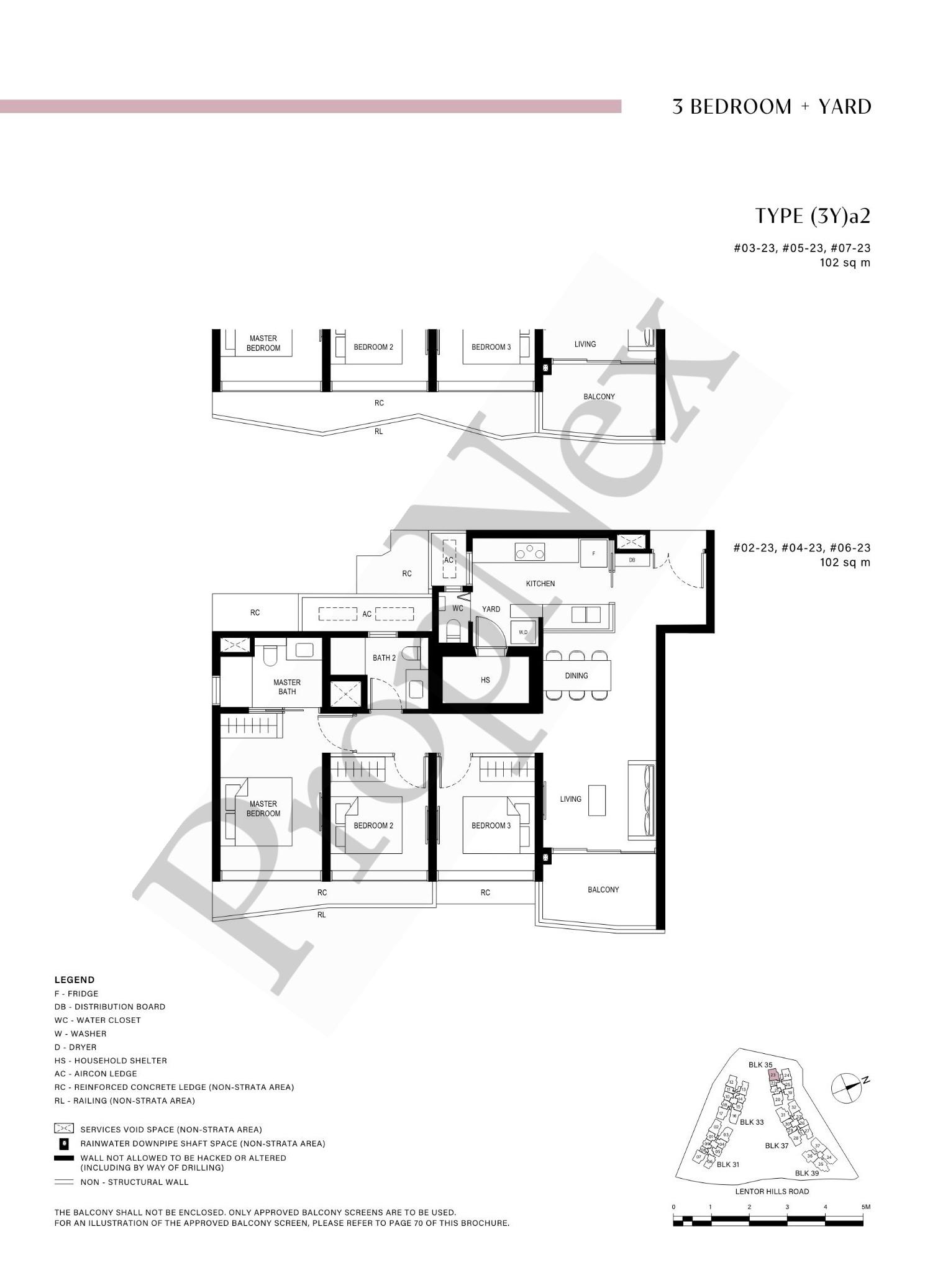 3 Bedroom + Yard (3Y)a2 floor plan