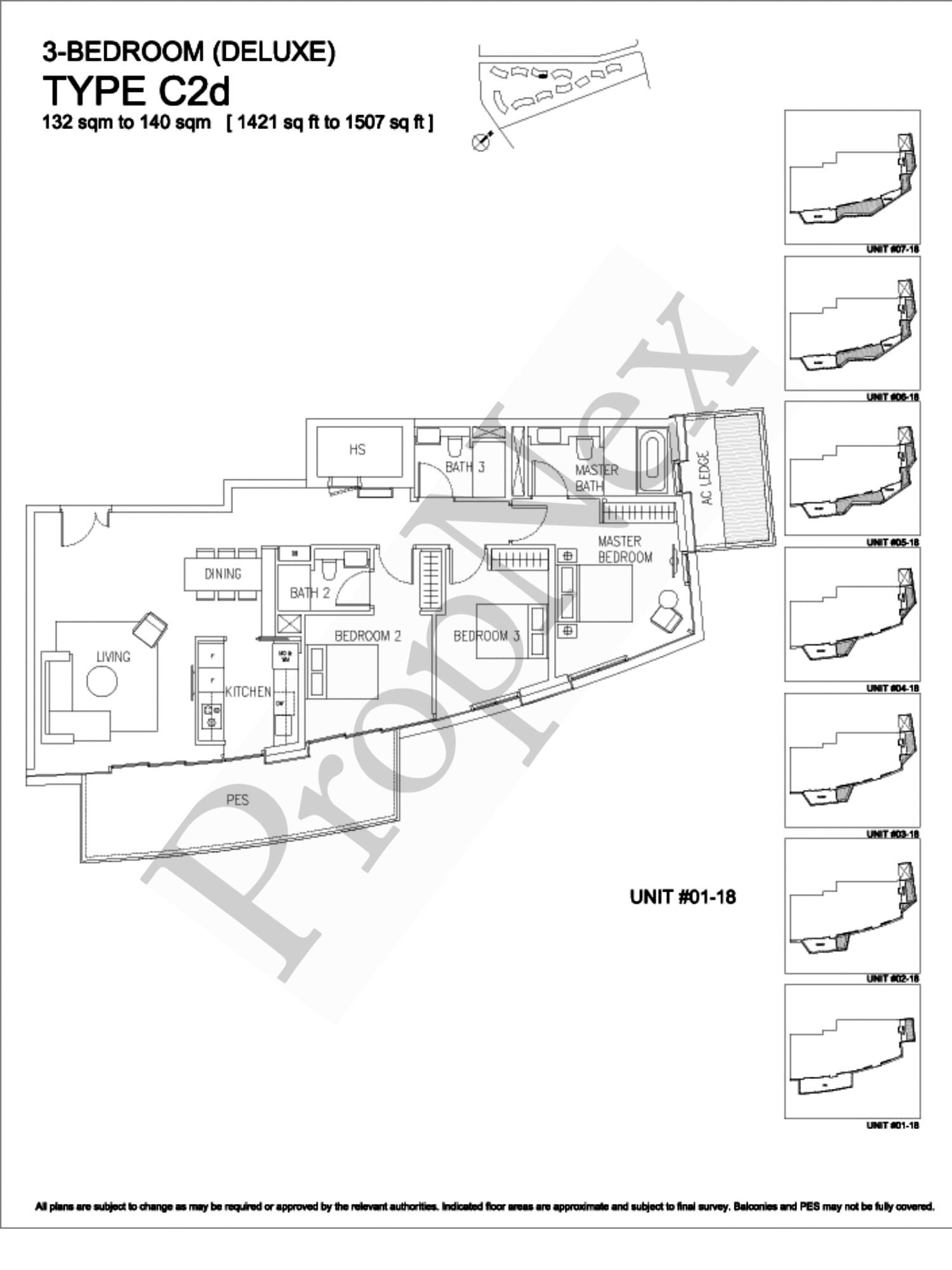 Corals at Keppel Bay – 3-BEDROOM C2d ( #01- 18 ) - 1507sqft