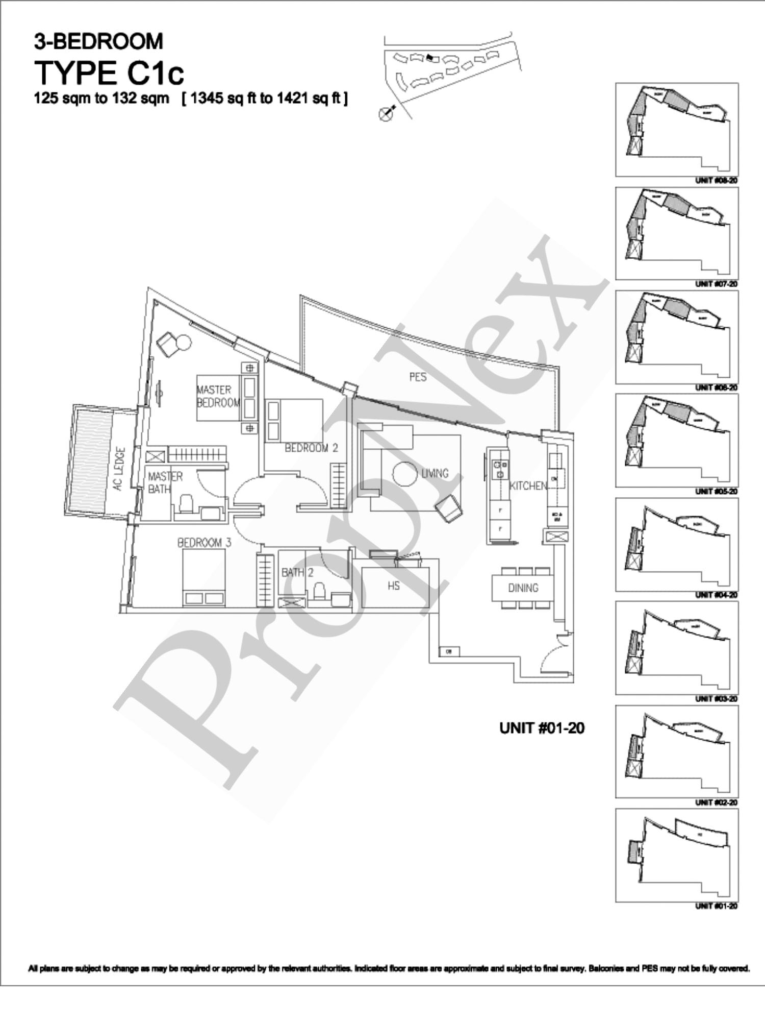 Corals at Keppel Bay – 3-BEDROOM C1c ( #01-20 )- 1421sqft