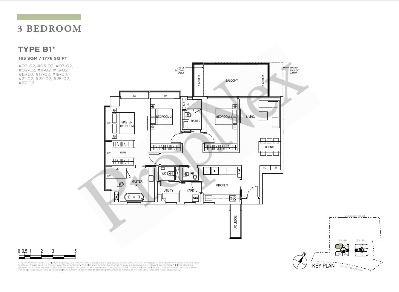 3-BEDROOM B1* floor plan