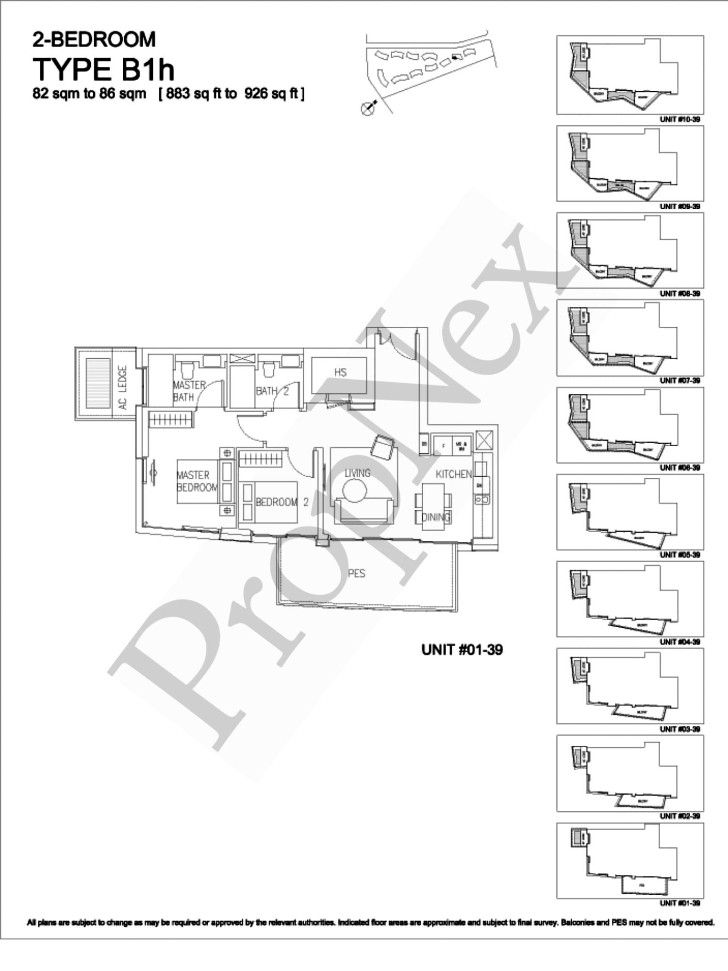 Corals at Keppel Bay – 2-BEDROOM B1h - 926sqft
