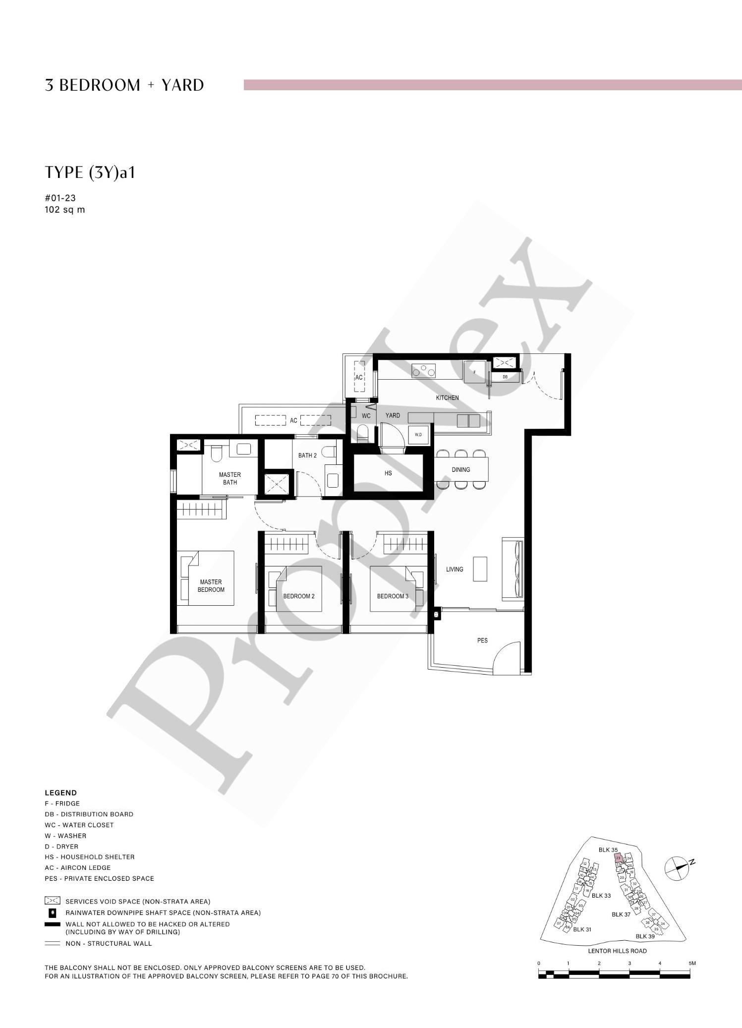 3 Bedroom + Yard (3Y)a1 floor plan
