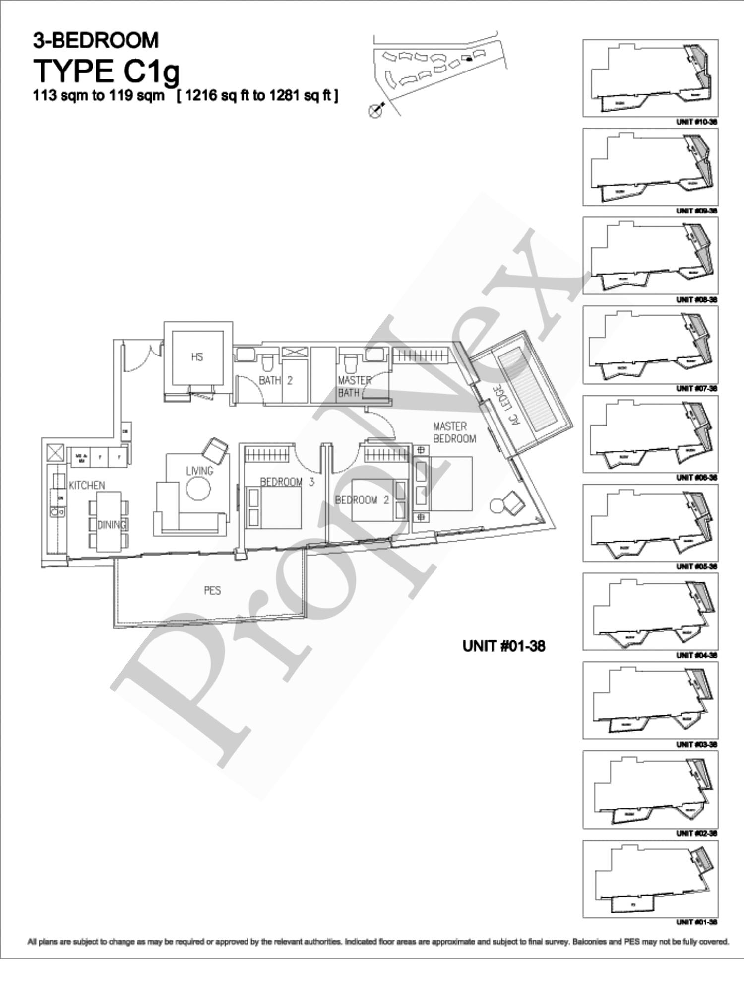 Corals at Keppel Bay – 3-BEDROOM C1g - 1216sqft