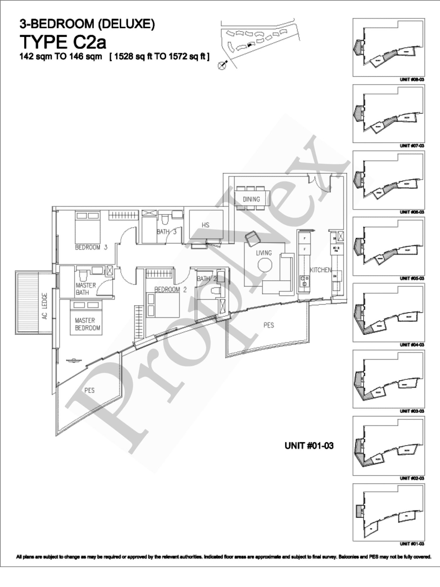 Corals at Keppel Bay – 3-BEDROOM C2a ( #02-03 ) - 1528sqft